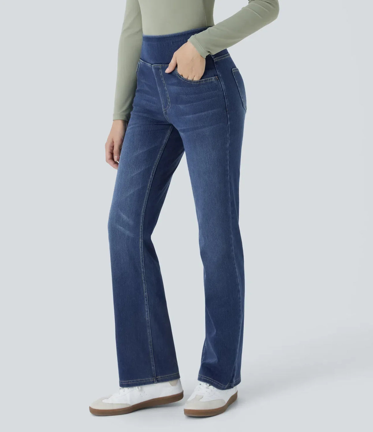 Stretchjeans med høyt liv og bootcut – Maja Oslo