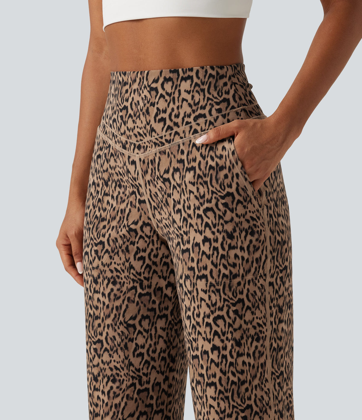Joggebukser med høyt liv og leopardmønster – Beige leopard – Maja Oslo