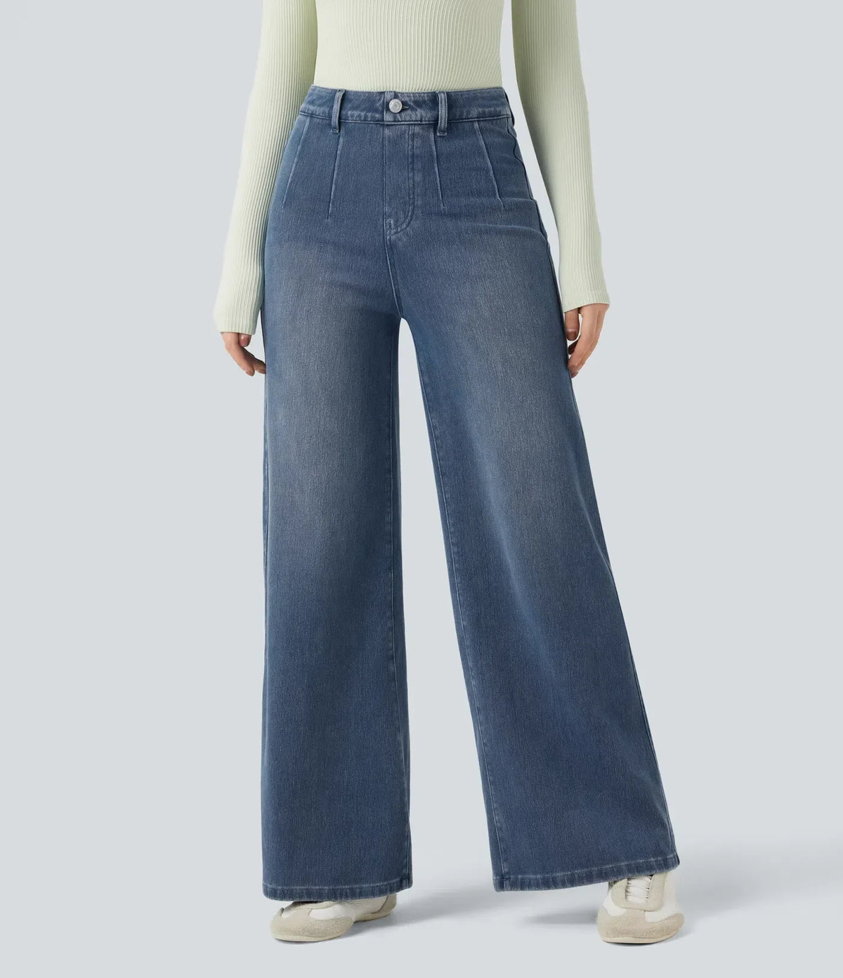 Formende stretchjeans med vide ben – Maja Oslo