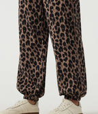 Joggebukser med høyt liv og leopardmønster – Karamellfarget leopard – Maja Oslo