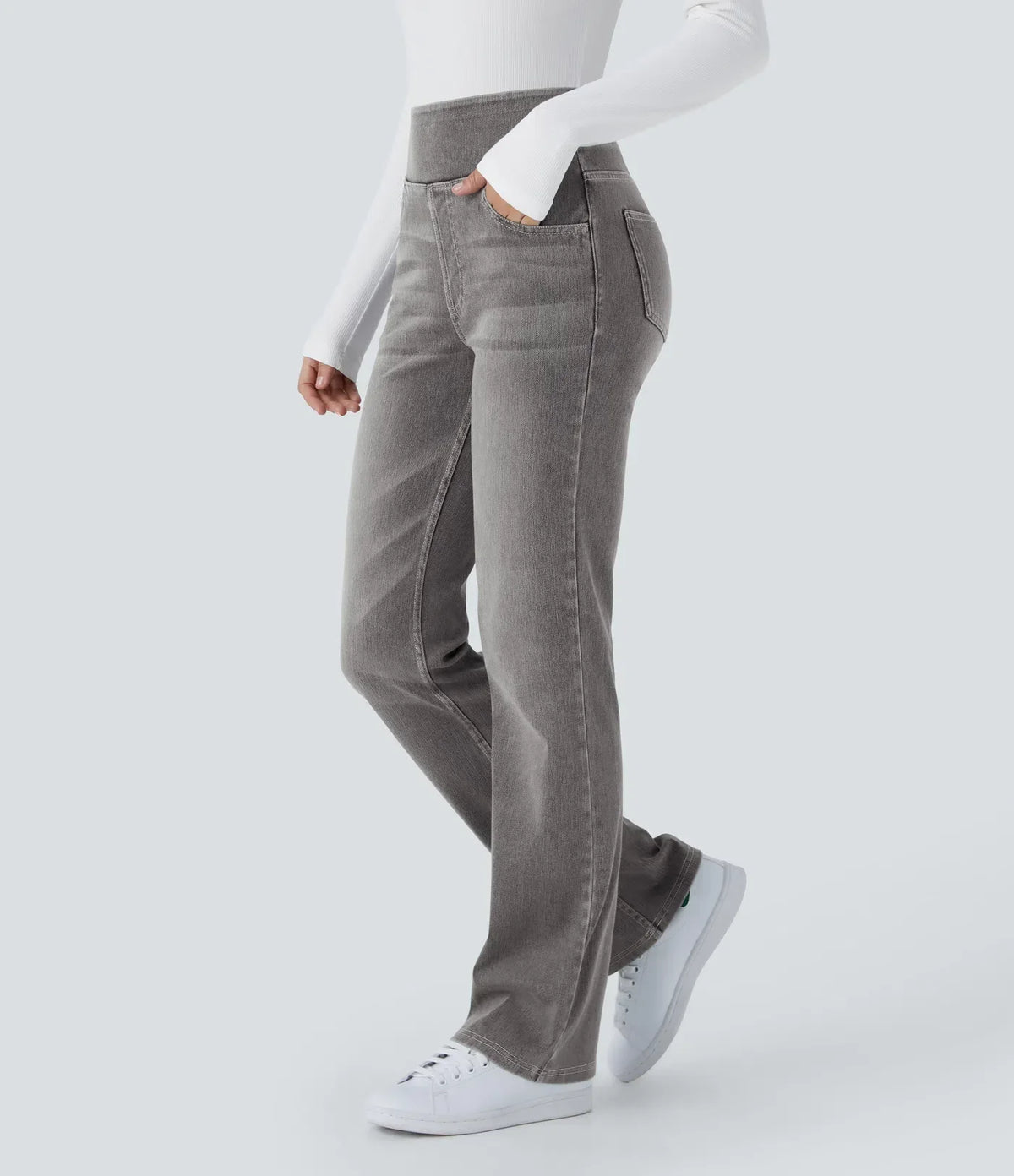 Stretchjeans med høyt liv og bootcut – Maja Oslo