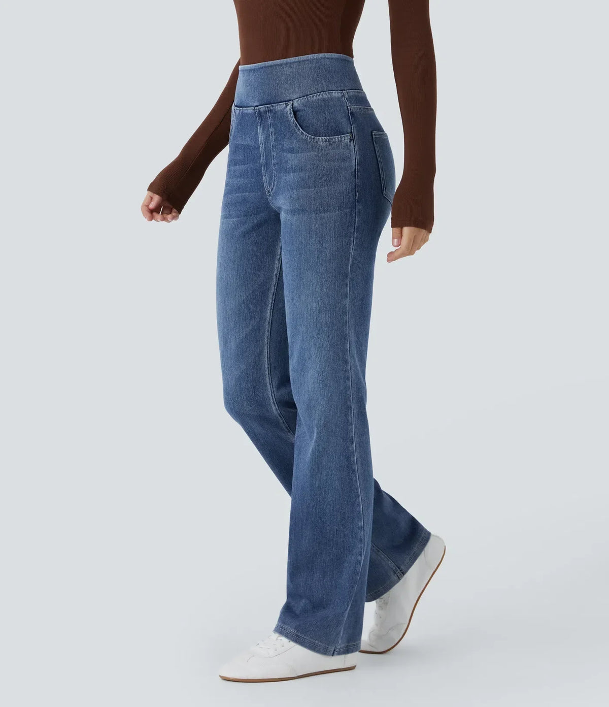 Stretchjeans med høyt liv og bootcut – Maja Oslo