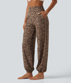 Joggebukser med høyt liv og leopardmønster – Beige leopard – Maja Oslo