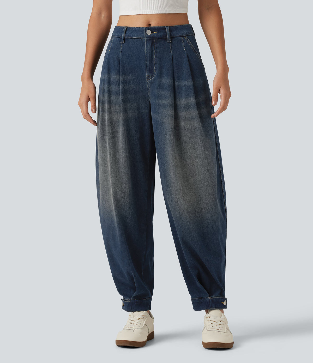 Ballongjeans med middels høyt liv – Blå – Maja Oslo