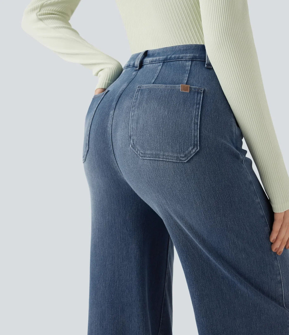 Formende stretchjeans med vide ben – Maja Oslo