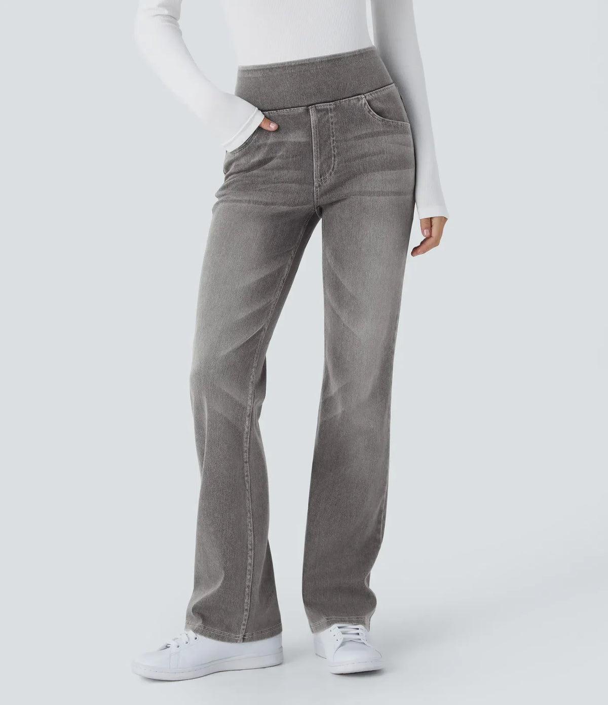 Stretchjeans med høyt liv og bootcut – Maja Oslo