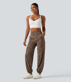 Joggebukser med høyt liv og leopardmønster – Beige leopard – Maja Oslo