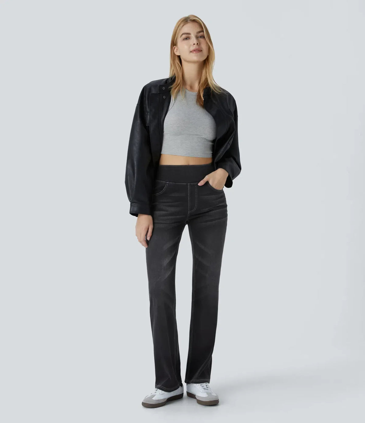 Stretchjeans med høyt liv og bootcut – Maja Oslo
