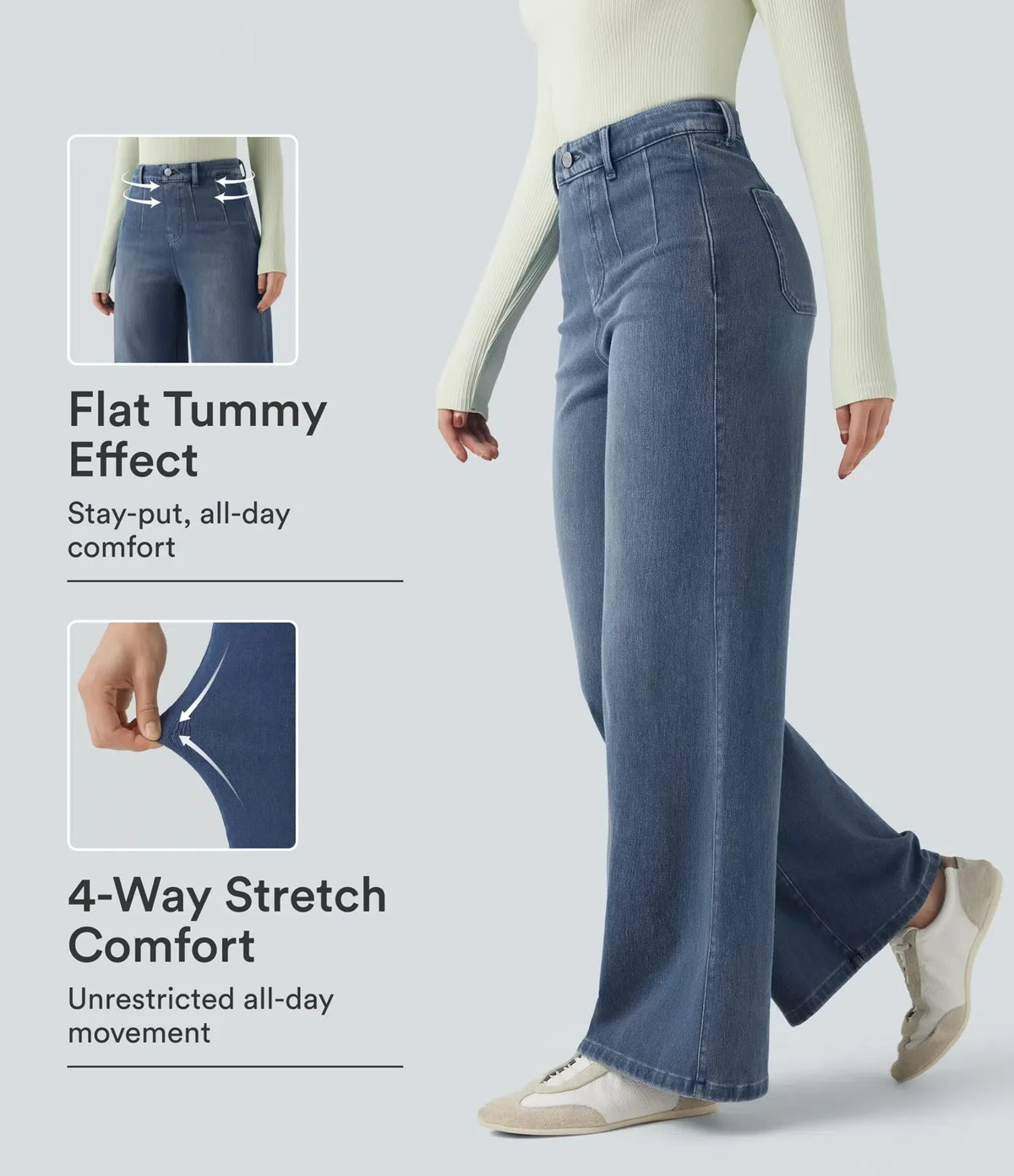 Formende stretchjeans med vide ben – Maja Oslo