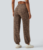 Joggebukser med høyt liv og leopardmønster – Beige leopard – Maja Oslo