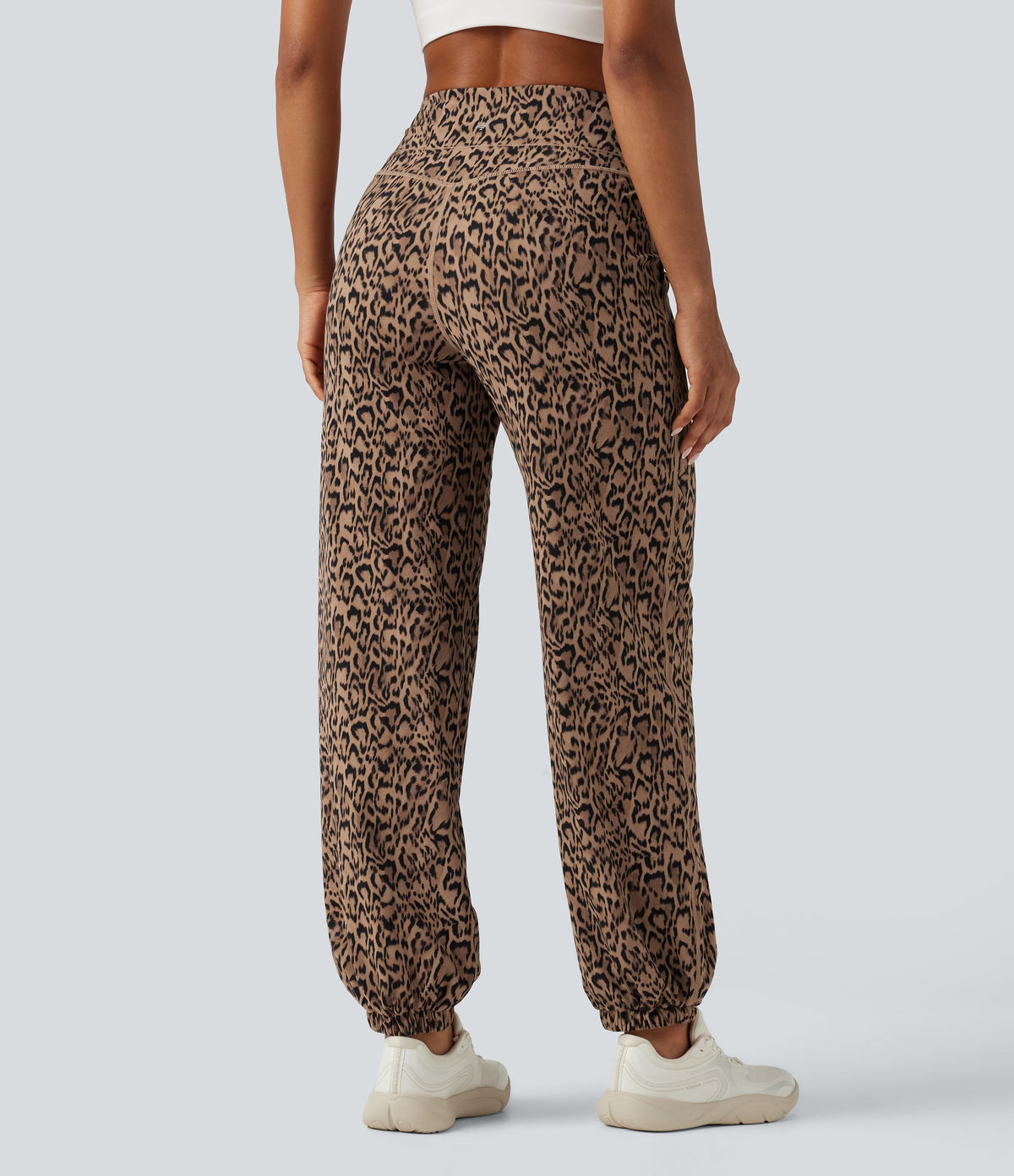 Joggebukser med høyt liv og leopardmønster – Beige leopard – Maja Oslo