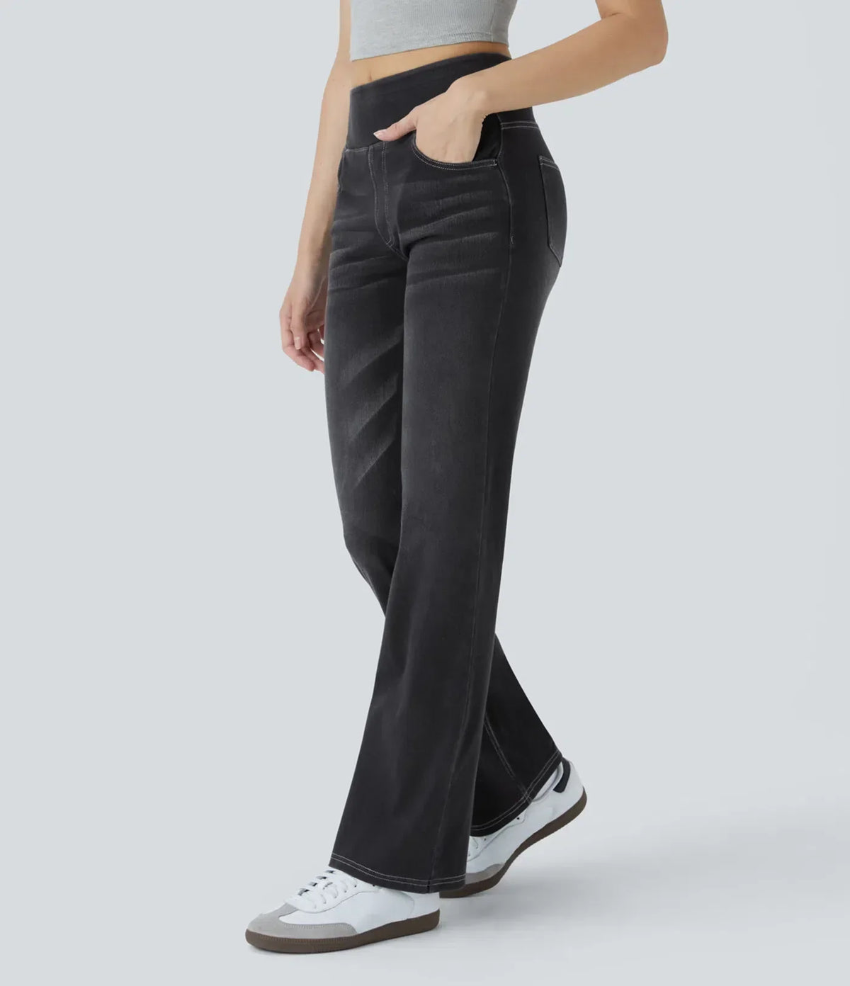 Stretchjeans med høyt liv og bootcut – Maja Oslo